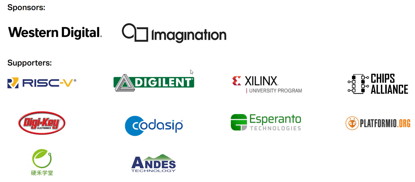 The sponsors and supporters of Imagination University Programme